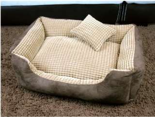 Pet Dog Cat Soft Sofa Bed kennel brown S,M+pillow  