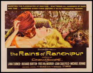 The Rains of Ranchipur 1955 Half Sheet Folded Fine VF  
