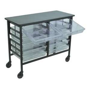  Mobile Work Center With 12 Single Extra Wide Clear Storage 