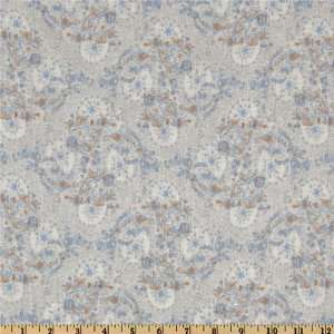  54 Wide Cotton Voile Floral White/Baby Blue Fabric By 