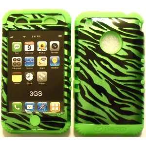Green Zebra on Lime Silicone for Apple iPhone 3G 3GS Hybrid 2 in 1 