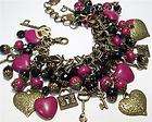 KEY TO MY HEART~BRASS STATEMENT CHARM BRACELET~SOUTH​WESTERN PURPLE 