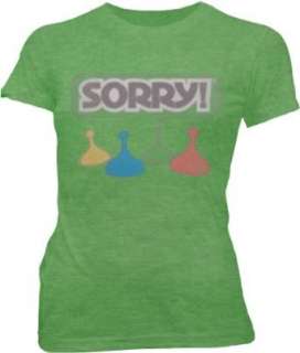  Sorry Board Game Logo Heather Green Juniors T Shirt Tee 