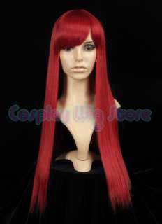 FAIRY TAIL ERZA Long Straight Dark Red Cosplay Wig  