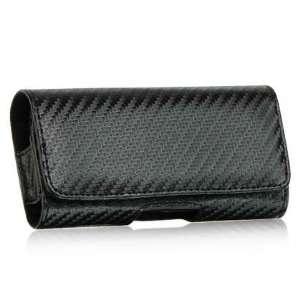   Fiber black pouch case with holster belt clip. FOR Sony Ericsson Vivaz