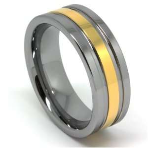 Blue Chip Unlimited   8mm 18k Gold Plated Center Solid Tungsten Unisex 