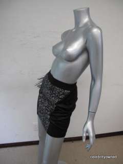 Charlotte Ronson Black & Silver Sequin Mini Skirt 4  