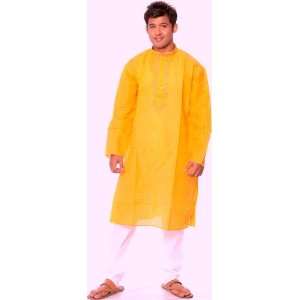   Kurta Pajama with Woven Stripes and Embroidery on Neck   Pure Cotton