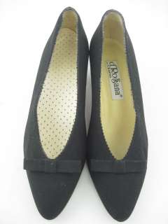 ROSSANA BY CHARNA Black Nylon Bow Pumps Shoes 5 1/2  