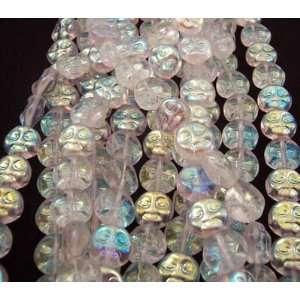 Czech Glass 9mm Moon Face Beads   25pc Crystal AB Arts 