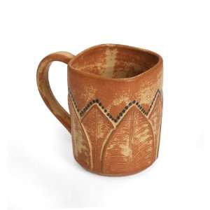  Ceramic Tan Mug Leaf Design Claymation Mug [Leaf Design 