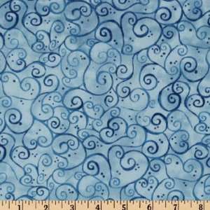  43 Wide A Bit Of Whimsy Curlicue Blue Fabric By The Yard 