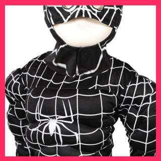 D205 Black Halloween Party Spiderman Muscle Boy Outfit Fancy Costume 