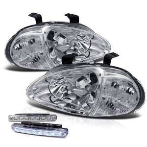   Del Sol 2in1 Crystal Chrome Head Lights + LED Bumper Fog Lamps Pair