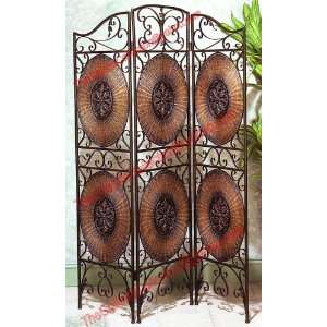   Metal ROOM DIVIDER Screen with Antique Wicker Design