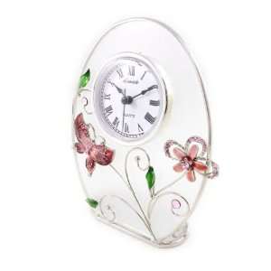  Clock Papillon De Soie pink white.