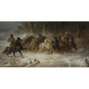  Hand Made Oil Reproduction   Adolf Schreyer   32 x 16 
