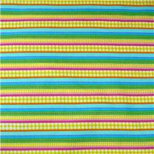 MBT Cotton Fabric Cheerful Yellow Blue Green Stripe FQs  