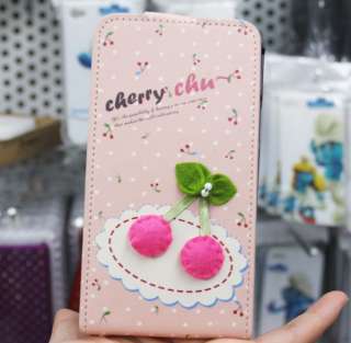 Fashionable Flip Cherry Leather PU Case Cover For Samsung Galaxy S2 II 