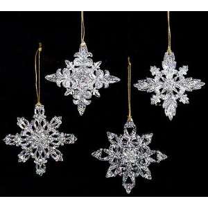   Crystal Clear Filigree Snowflake Christmas Ornaments 