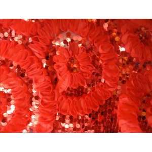   Sequins Fishnet Bridal Wedding Decoration 50 Inch Red Fabric By the