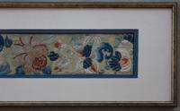 Antique Chinese Matted Framed Silk Floral Hand Embroidery Panel  
