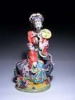 Exquisite Chinese Porcelain Court Lady Women Fan Sculpture Statue 11H