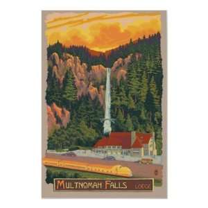    Multnomah Falls Lodge, Oregon Travel Poster