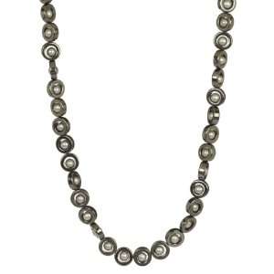Hematite Circles with Silver Grey Freshwater Cultured Pearl Necklace 