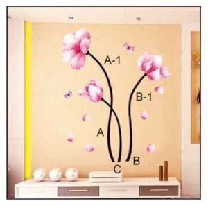  Pink Flower Stem   Easy Removable Wall Decor Sticker Wall 
