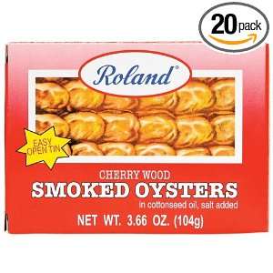 Roland Cherrywood Smoked Oysters, 3.66 Ounce Cans (Pack of 20)  