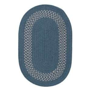   Wool Banded Braided Rug   Federal Blue, 6 x 9 ft. Oval