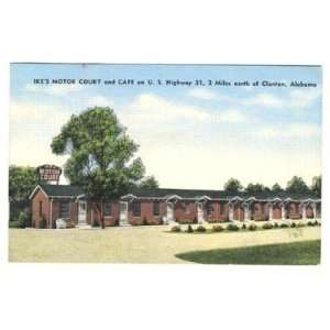   Motor Court & Cafe Linen Postcard Clanton AL 1956 