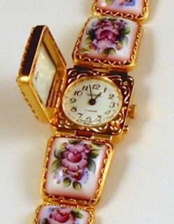 Rare New CHAIKA Gold Pl Finift Wind Up Bracelet Watch  