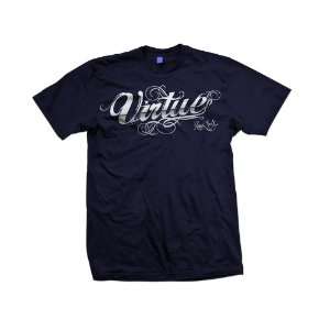  Virtue Metallic Script Tshirt   Navy Blu Sports 