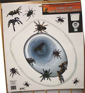   Prop~SPIDERS TOILET TOPPER~Tattoo Window Cling Decal Decoration  