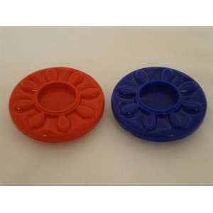  2 Sun Glo Spangler Deluxe Puck Tops   Red & Blue Sports 