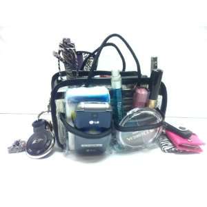  MINI Clear with Black Trim Handbag SMALL Travel Cosmetic Make Up Bag 