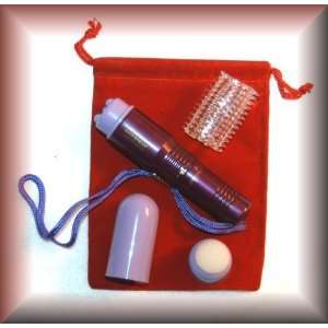 MINI MITE Massager 4 Inch PURPLE with RED Velveteen Drawstring Pouch 