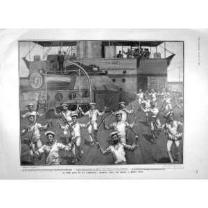 1905 SKIPPING DRILL DECK MAN OF WAR SHIP SAILORS NAVY 