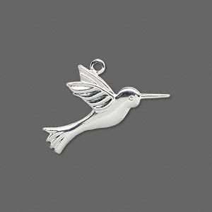 10 Silver Plated Humming Bird Charms~Silvertone Drops  