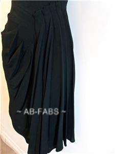 Karen Millen Black Crepe Studded Draped Fitted Dress UK  