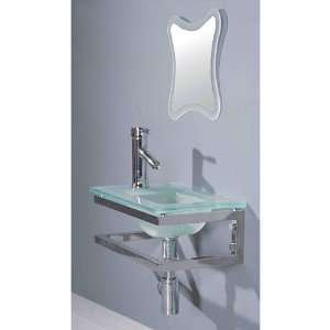   Wall Hung Sink with Mirror, Faucet, Drain & Trap