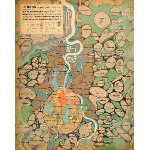  1944 Print Map London England Survey Community Stepney 