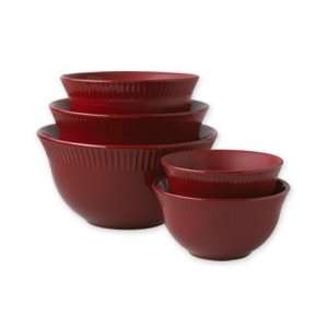  Solid Color Collection Mixing Bowls, Set of 5, Red