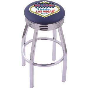 Welcome to Las Vegas Steel Stool with 2.5 Ribbed Ring Logo Seat and 