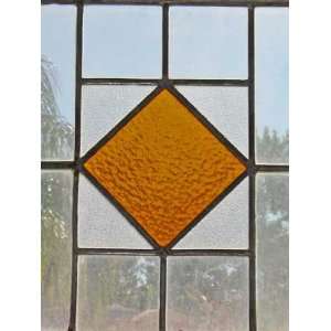    Art Deco Gold Diamond Antique Stained Glass