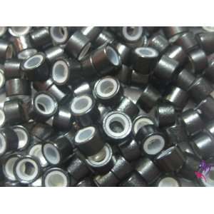  Black Silicone Lined Micro Rings Links Beads For I Tip Feather Hair 