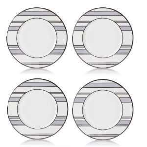  Mikasa Color Studio Gray Platinum Stripes Set of 4 Accent 
