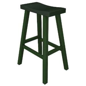   Bar Height Faux Wood Saddle Stool (Sold in Pairs) in Green / Evergreen